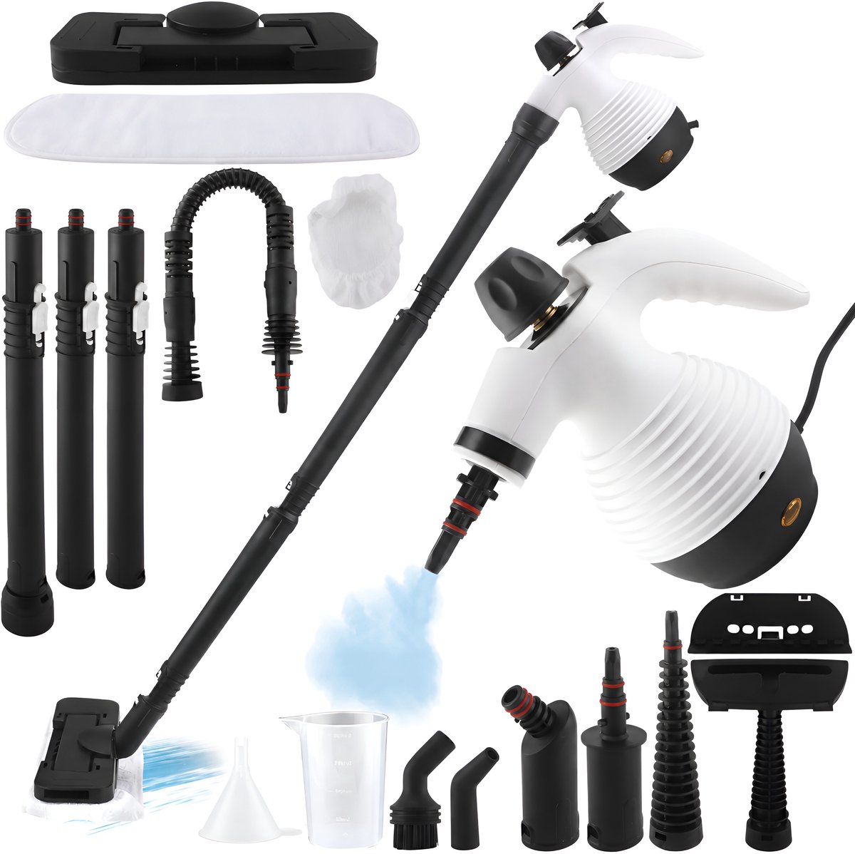 1300W Handheld Stoomreiniger - 2-in-1 Stoomreiniger - met 16 accessoires - multifunctioneel - 350ml - voor bank en vloer