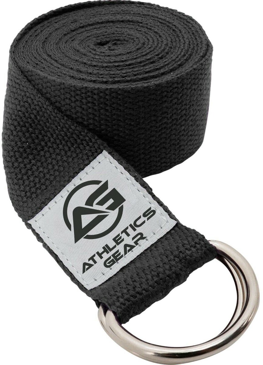Yoga riem met metalen D-ring gesp, 1,8 m lang en 1,5 inch breed, gemaakt van duurzaam katoen voor rekken en - ShopVlot