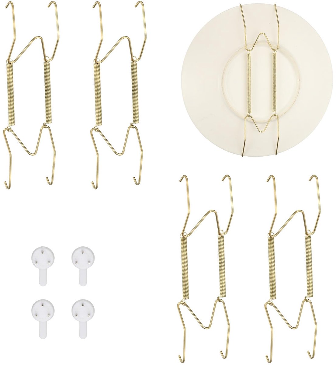 QUARKZMAN 4 stuks bordenhouders, 15,24 cm, universele onzichtbare roestvrijstalen bordenhouders voor de muur - ShopVlot