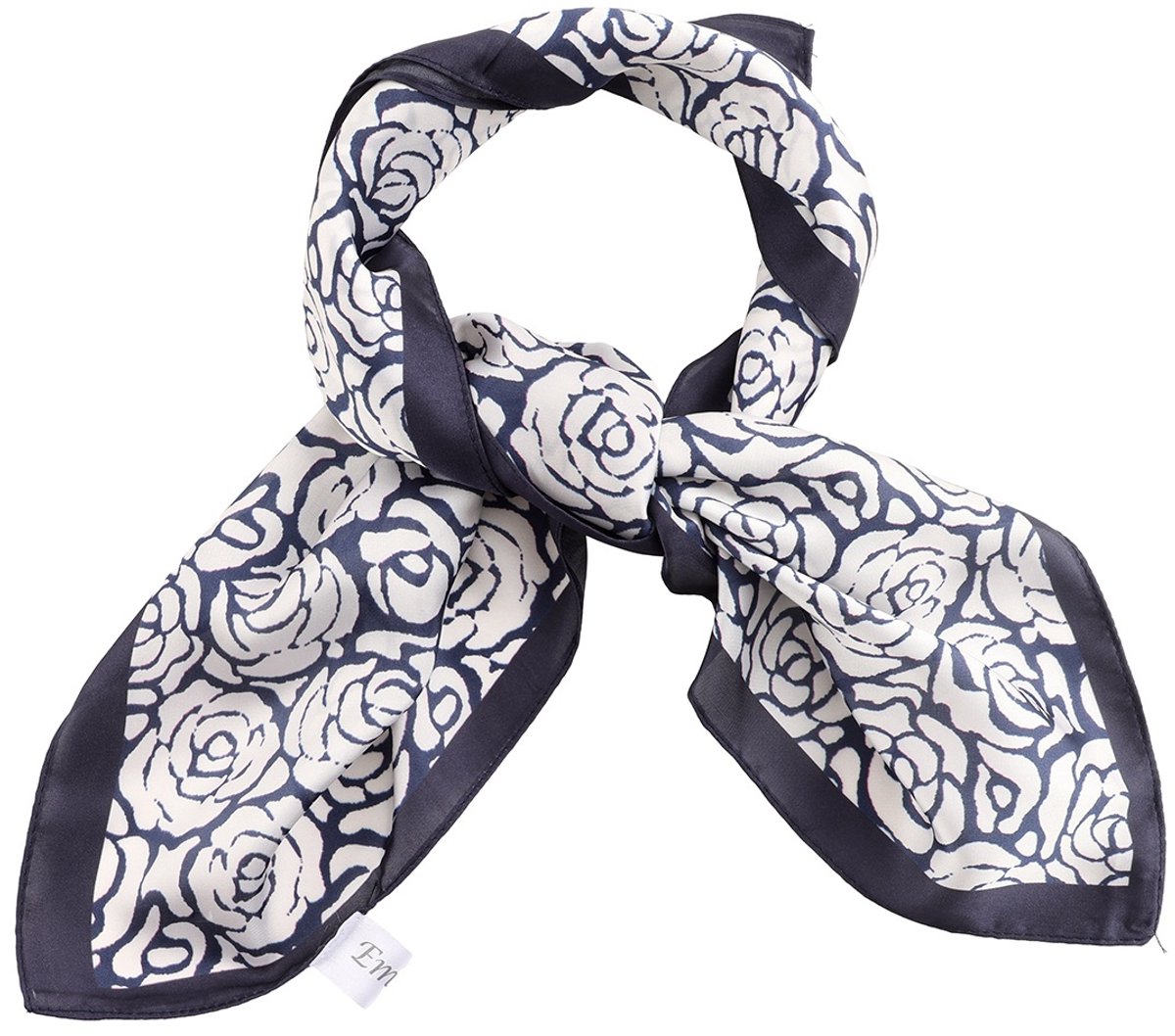 Emilie collection - sjaal - satijn - blauw - print bloem - vierkant 70 X 70 CM