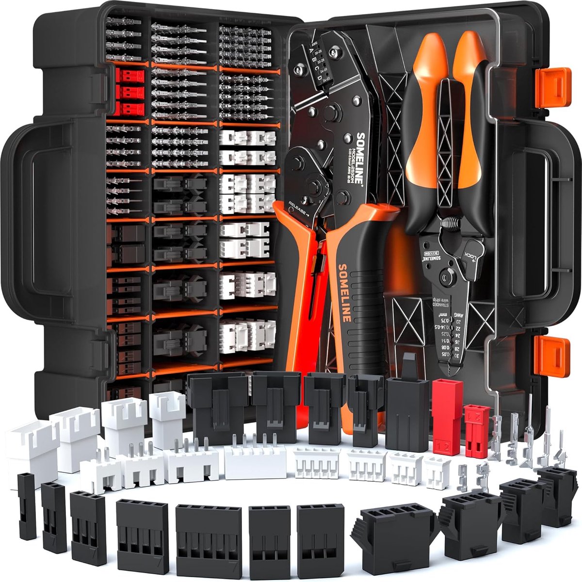 Krimptang met Connectorset - 37 Typen JST-XH - SM - SYP 2 - 5mm & Dupont 2 - 54mm - voor Arduino - 3D-Printer & LED - Krimptang 0 - 03-0 - 5mm² (AWG 32-20) voor JST - Dupont - Molex - TE