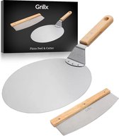 Grillx Pizzaschep met Pizzasnijder - 30cm - In Luxe Doos - Pizzaspatel voor BBQ & Oven - Kamado BBQ Accesoires Gereedschap