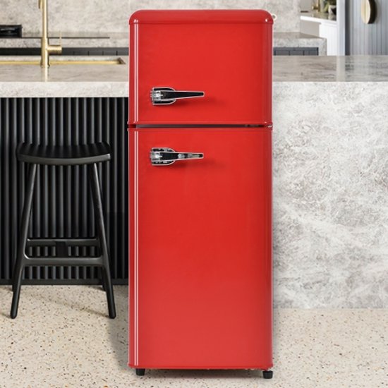Mini koelkast-Retro koelvriescombinatie 92L - 2-deurs - Energieklasse D-Mini Koelkasten - LED verlichting - 45 dB - Rood van Rolipo — afbeelding 4