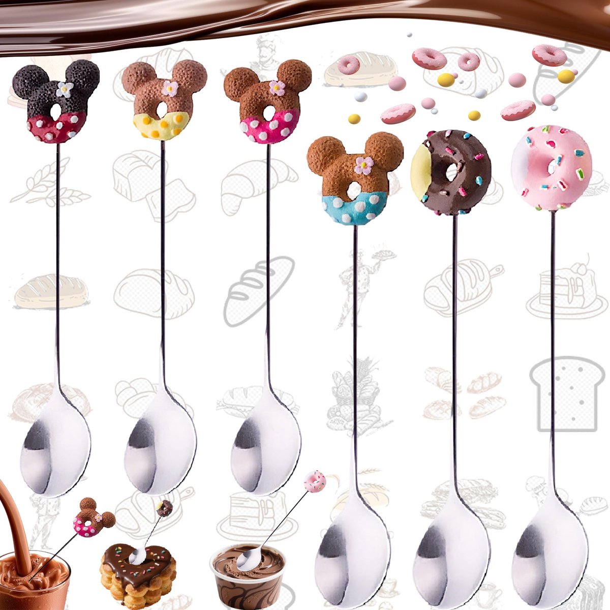 Solidchoice - Set van 6 Donutvormige Roestvrijstalen Lepels