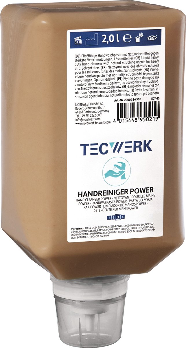 Handreiniger Power 2l zeepvrij,oplosmiddelvrij,geparfumeerd TECWERK