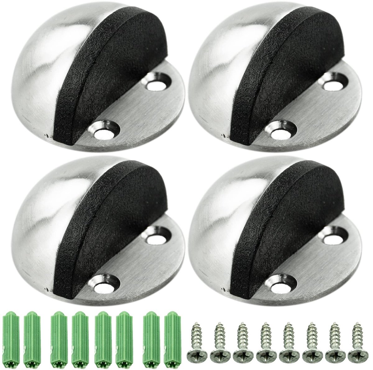 Solidchoice - Ovale Vloerdeurstoppers - Roestvrijstaal (4 Stuks)