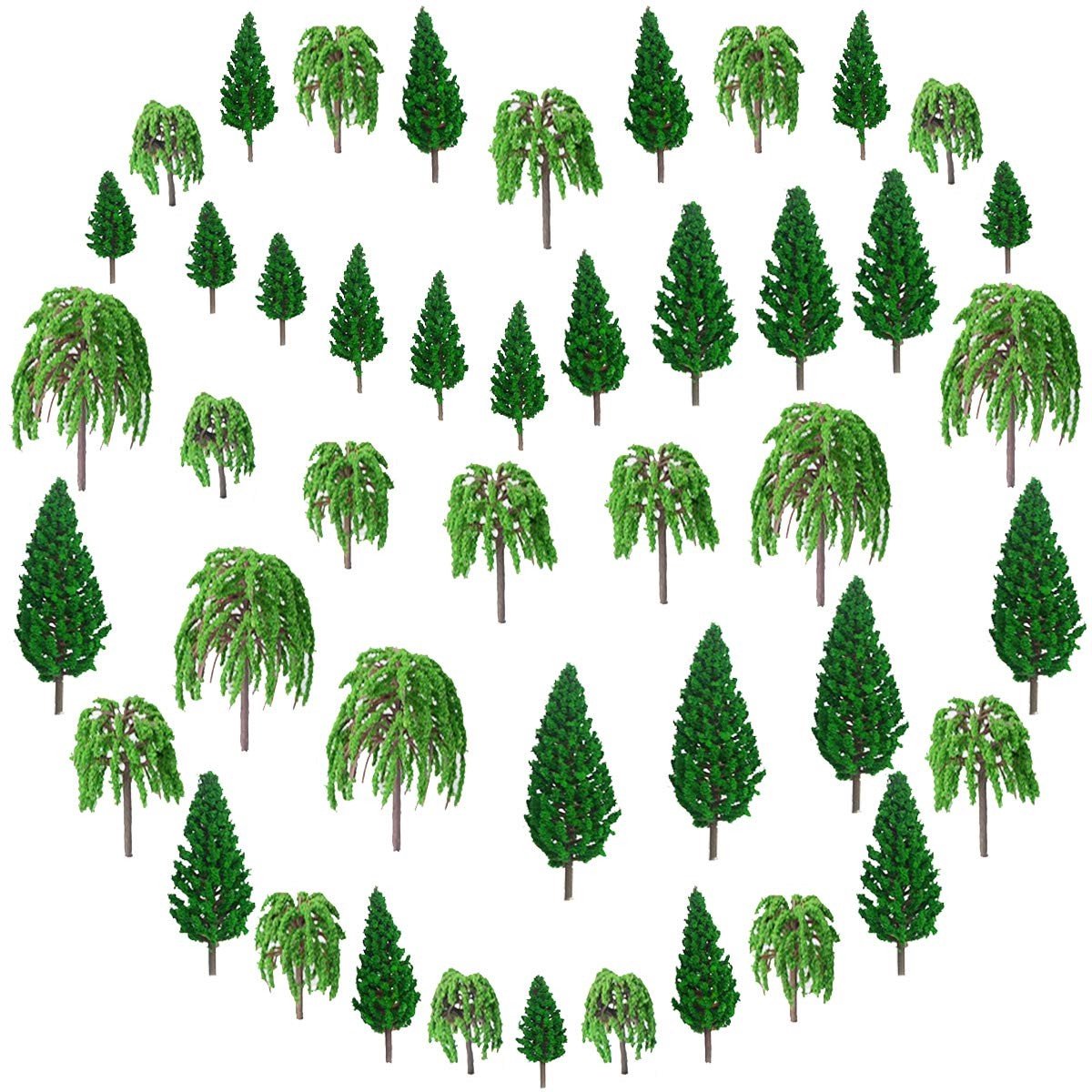 Solidchoice - Set van 45 Miniatuur Bomen voor Modelbouw