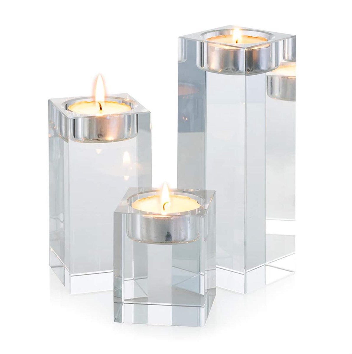 Solidchoice - 3-delige Kristallen Kandelaar Set