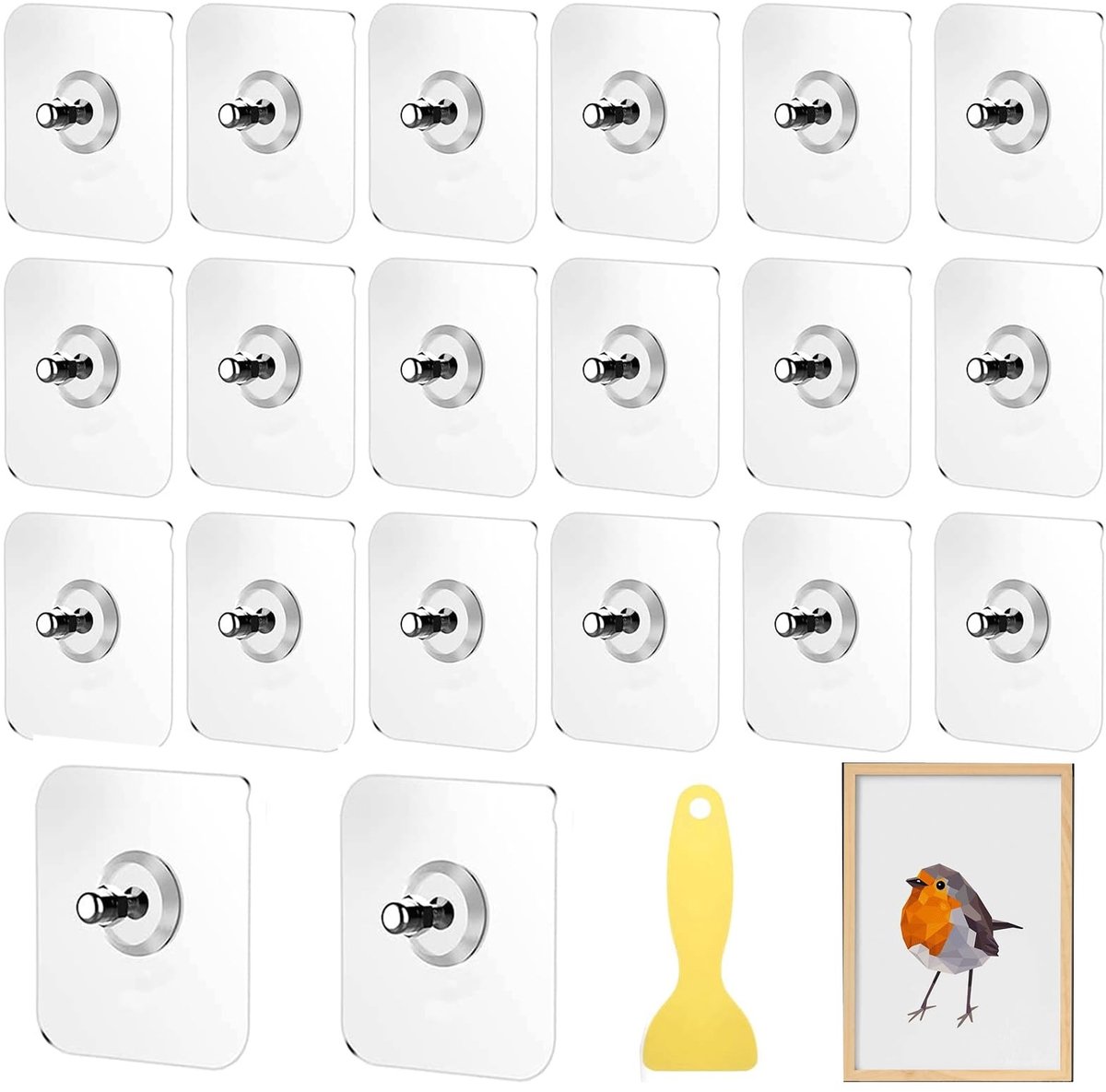 Solidchoice - Set van 20 Transparante Zelfklevende Wandhaken