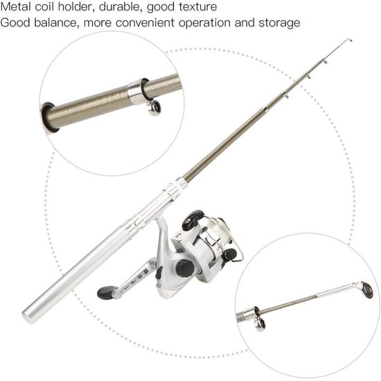 SnelShoppen - Mini Telescopische Hengel Pen Hengel Set met Spin Reel voor Zoutwater en Zoetwater - Lichtgewicht Fiberglas, Corrosiebestendig, Ideaal v van Snelshoppen — afbeelding 4