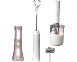 1 set - Handsfree staande melkschuimer - Elektrisch automatisch opschuimen - Koffieroerder - Drankschuimer - 4*28 cm - Geschikt voor het thuis maken van koffie en melkdranken - Wit