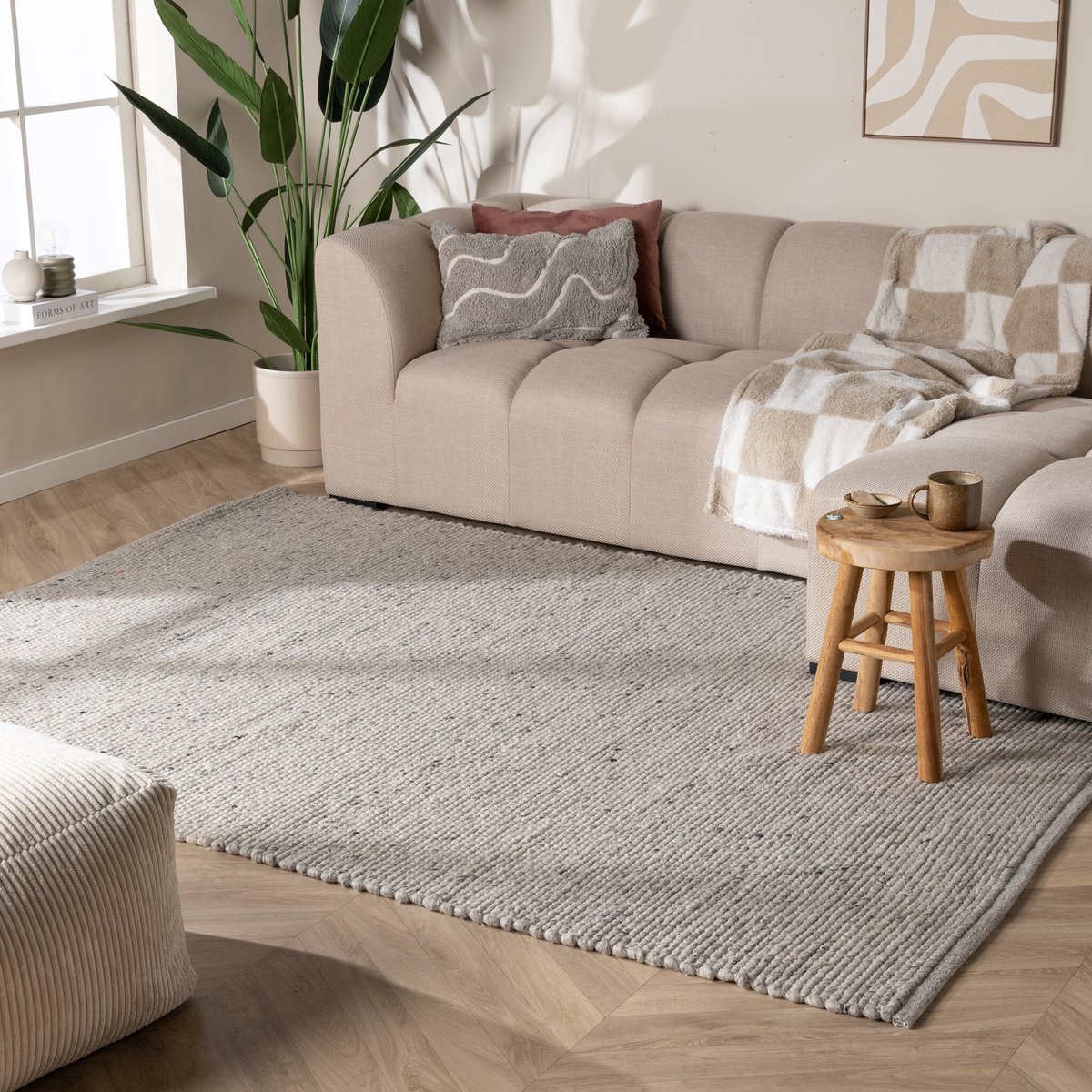NATURL. Wollen vloerkleed - Feline Grijs/Gemeleerd - 140x200cm