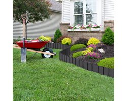 Houtlook Robuuste Gazonrand Tuinhek Perkrand Tuinpalissade Decoratieve Tuinafbakening Palissadehek - Antraciet - 4,6 m
