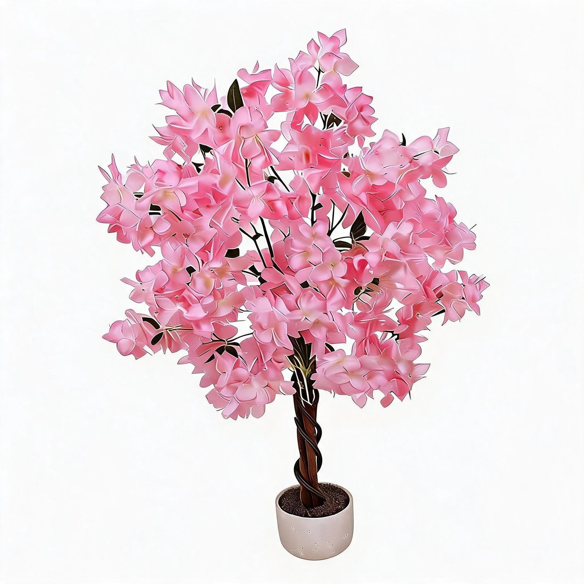 Danky Premium kunst kersenbloesemboom - 120 cm - driedimensionale vlinderroze bloemen - flexibele stam - zwarte pot - sfeerdecoratie