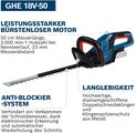Bosch heggenschaar blauw met rode accenten, 50 cm meslengte. Anti-blokkeersysteem. "Langdurigheid" met diamantslijpvlakken.
