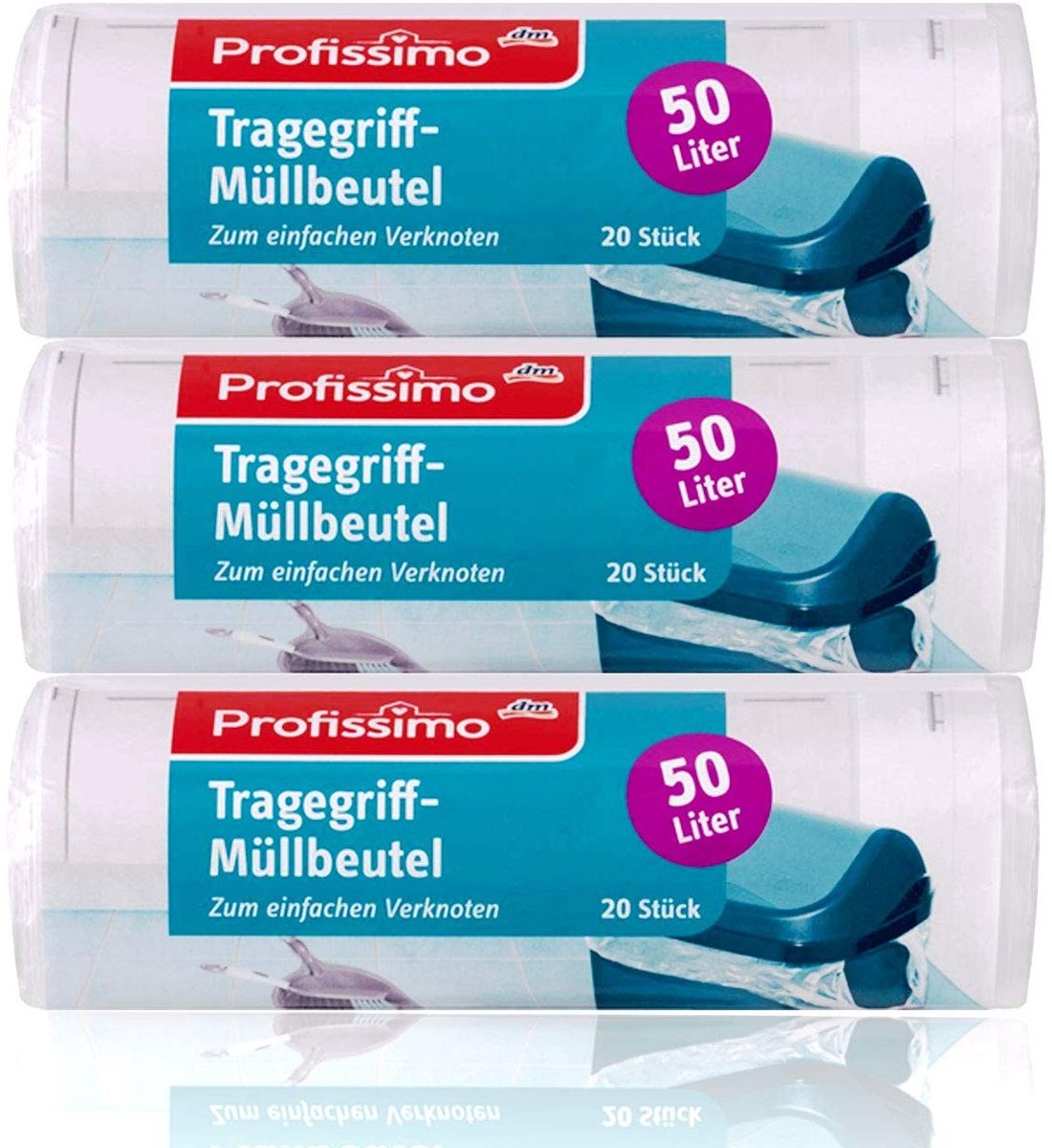 Solidchoice - Vuilniszakken met Draaggreep, 50 Liter, 60 Stuks