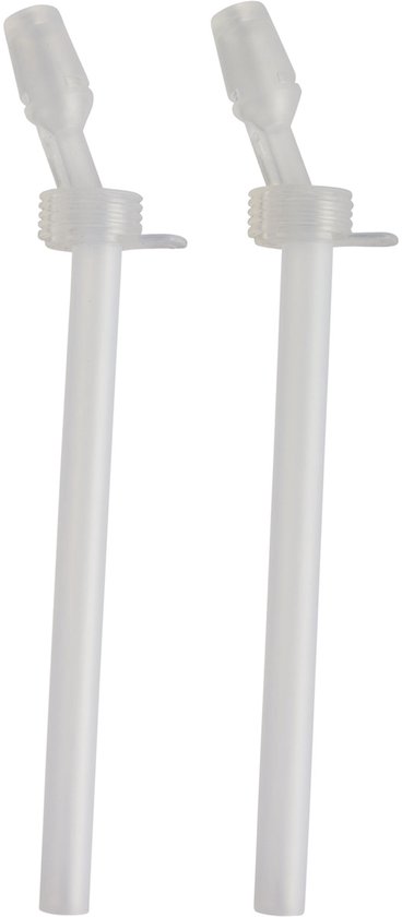 Twee doorzichtige Camelbak rietjes met flowkleppen.