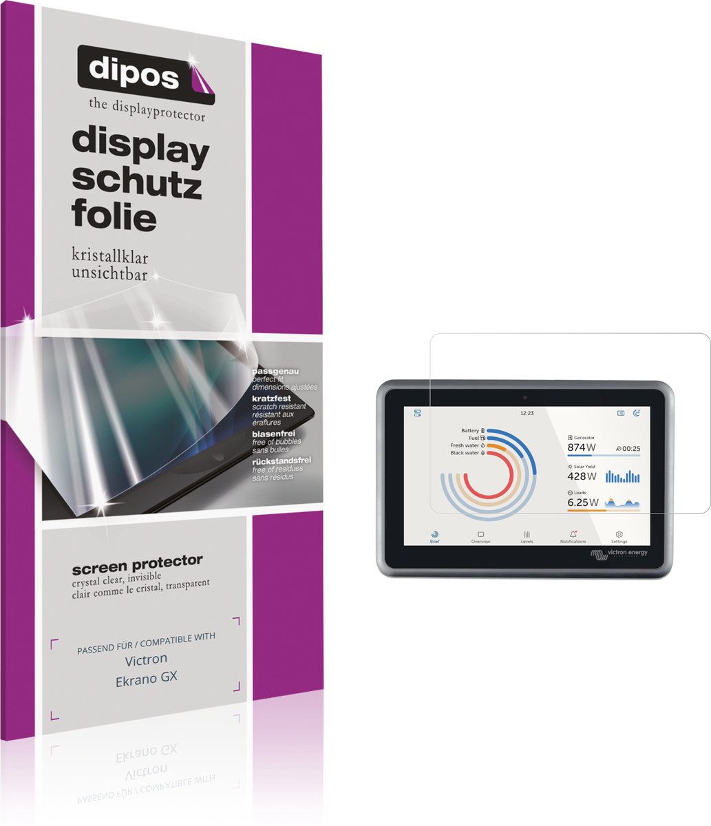 dipos – 2x Beschermfolie geschikt voor Victron Ekrano GX | Krasbestendige & heldere Screenprotector Ultra-Thin