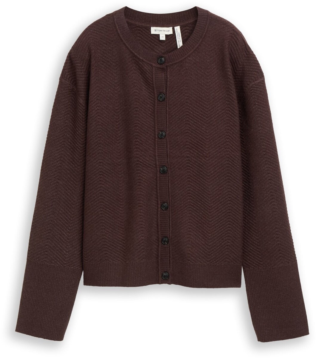 Tom Tailor - Vest met ronde hals - Maat S - java dark brown melange