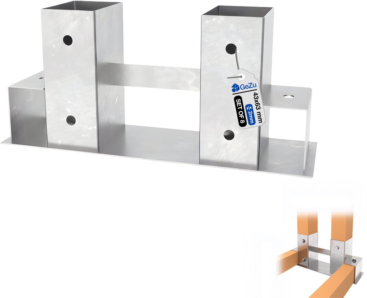 GeZu Impex Houtstapelhulp voor brandhout Thermisch verzinkt Set van 8 62 x 83 mm houten stapelrek voor buiten haard opslag houder