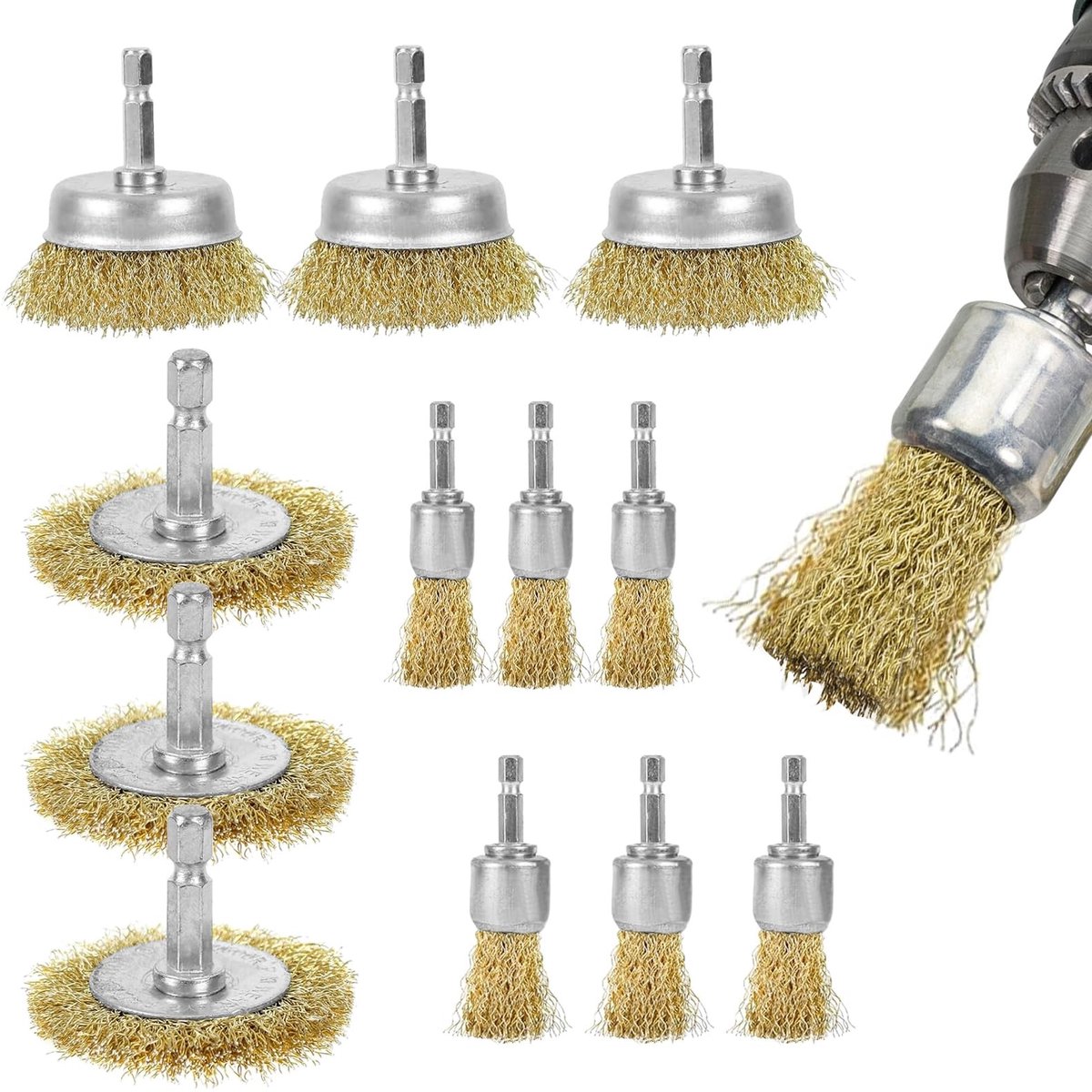 Solidchoice - Set van 12 Messing Borstels voor Boormachine en Accuschroevendraaier