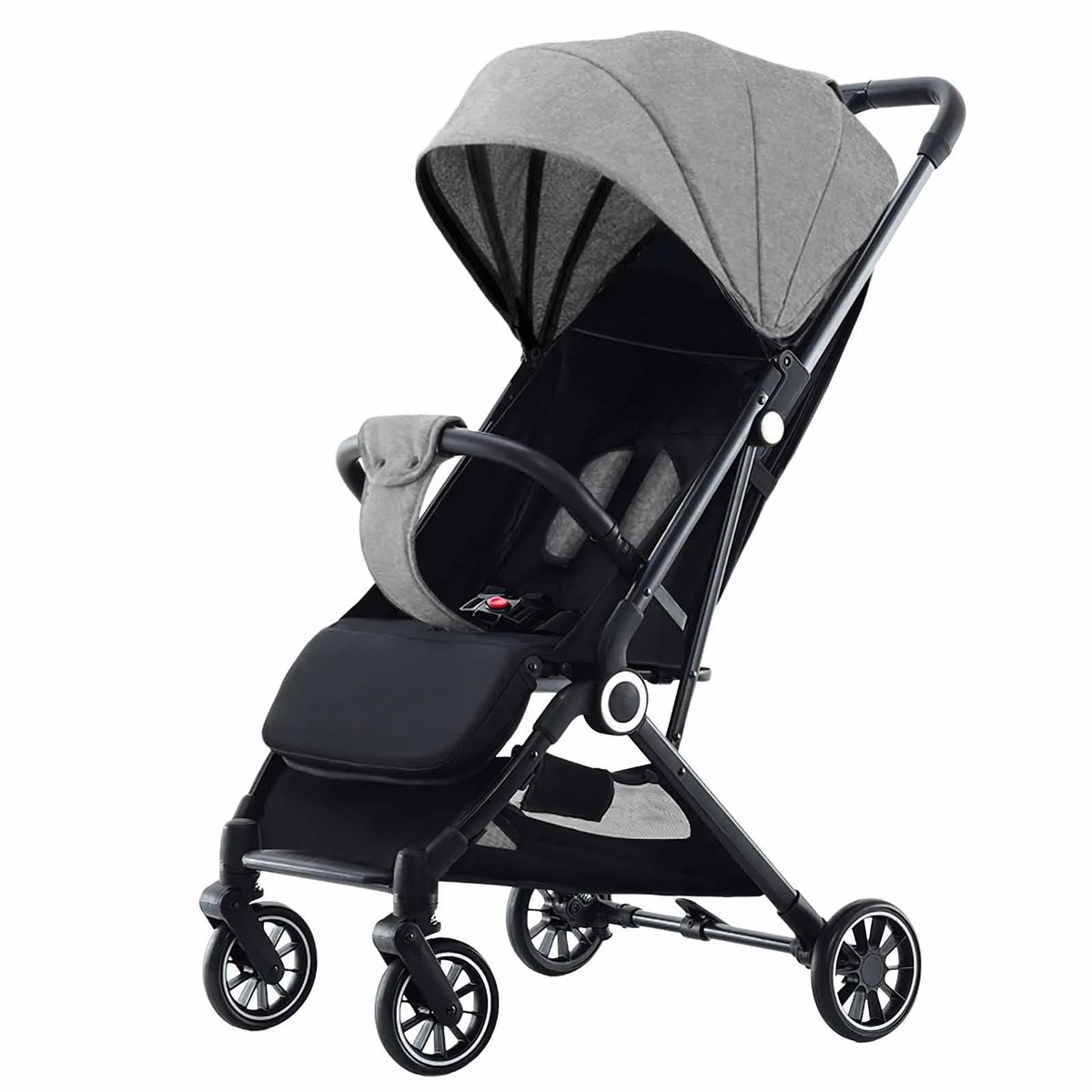 DayeLabel Buggy - Kinderwagen – Lichtgewicht Reisbuggy – Opvouwbaar – Compact – Eénhands Inklapbaar – Met Zonnekap - Grijs