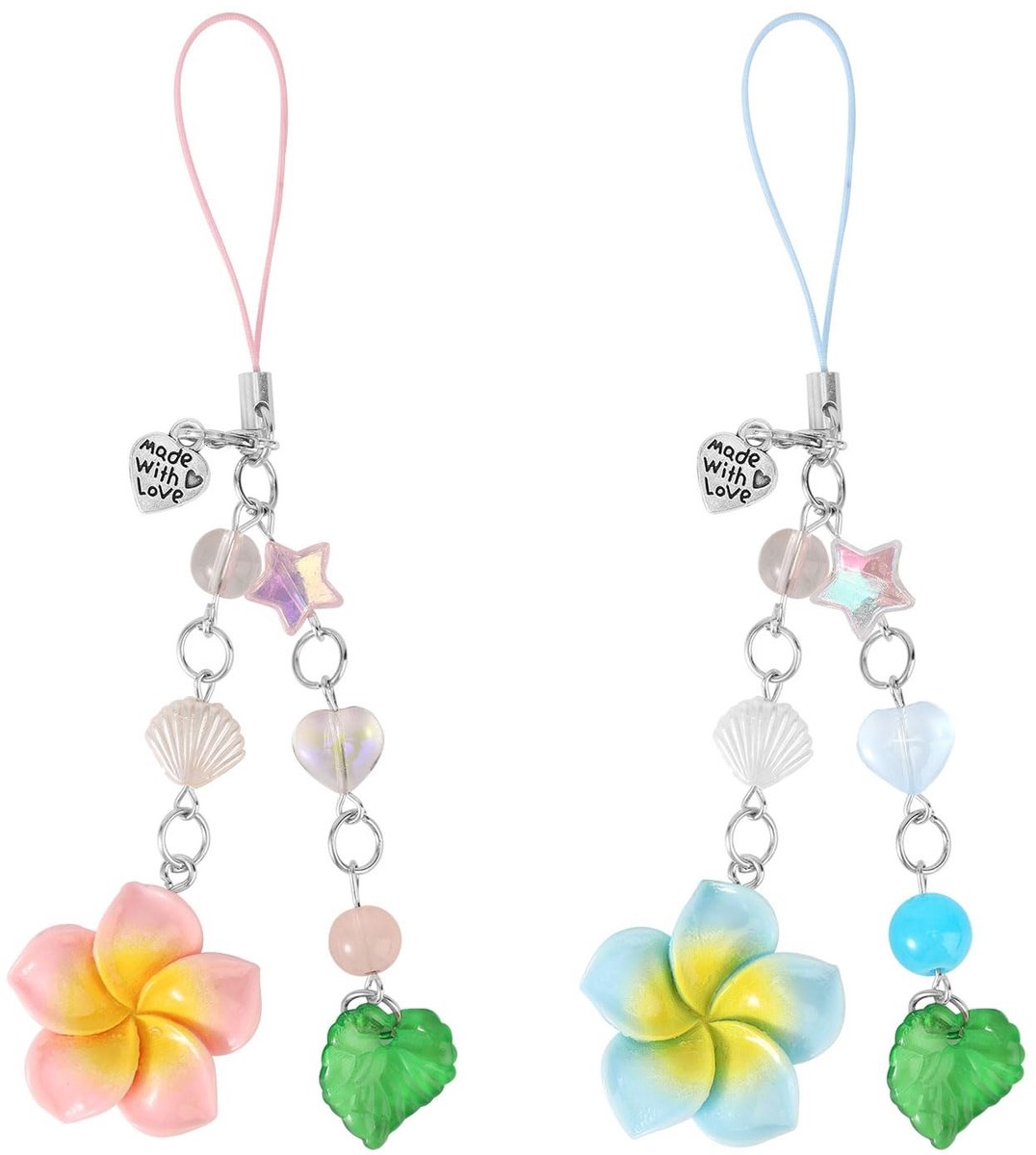 Solidchoice - 2x Hibiscus Bloem Telefoon Charms - Esthetische Telefoonbanden en Accessoires