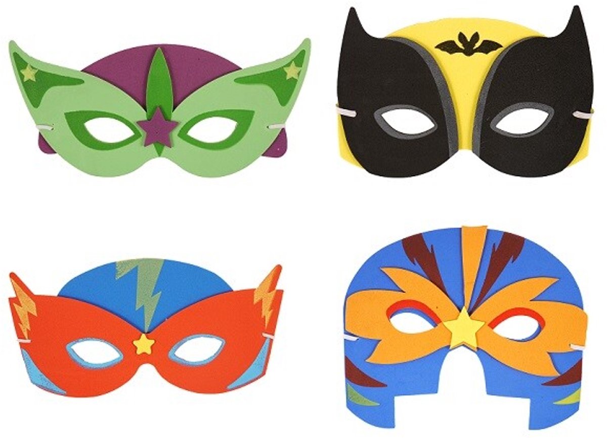 Verkleedmasker superhelden - foam maskers 6 stuks
