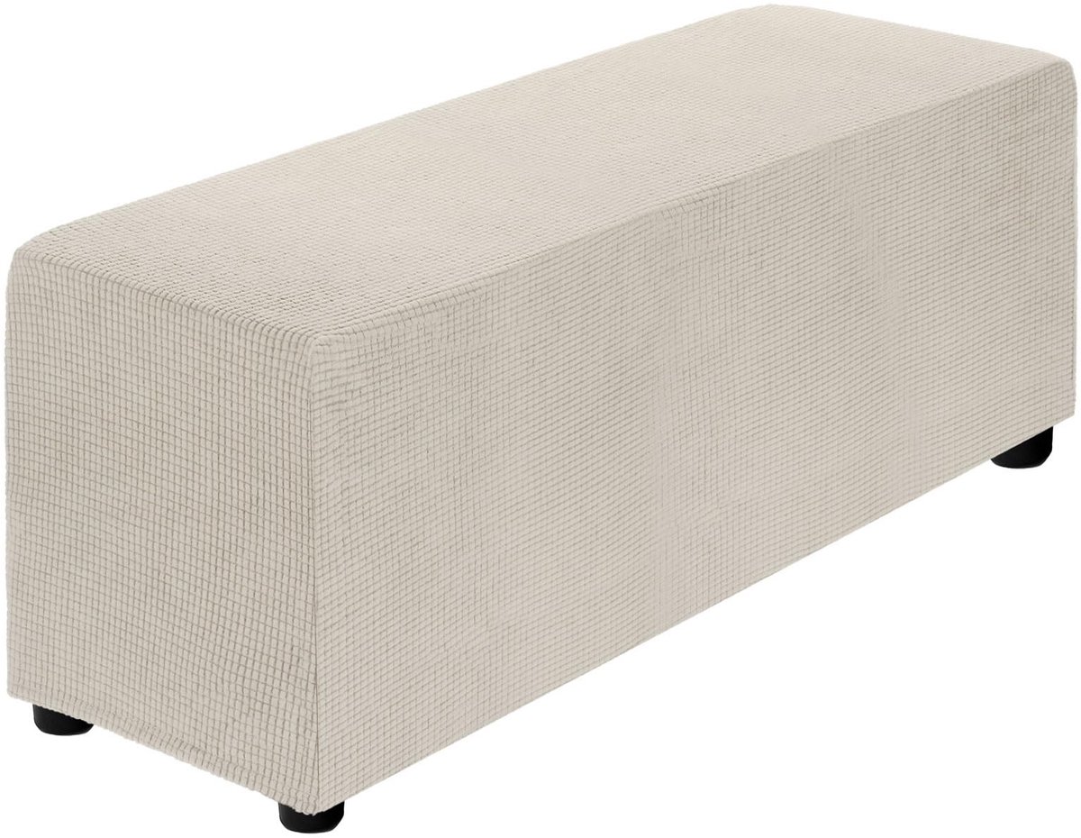 Solidchoice - Stretch Hoezen voor Poef met Elastische Band, Beige
