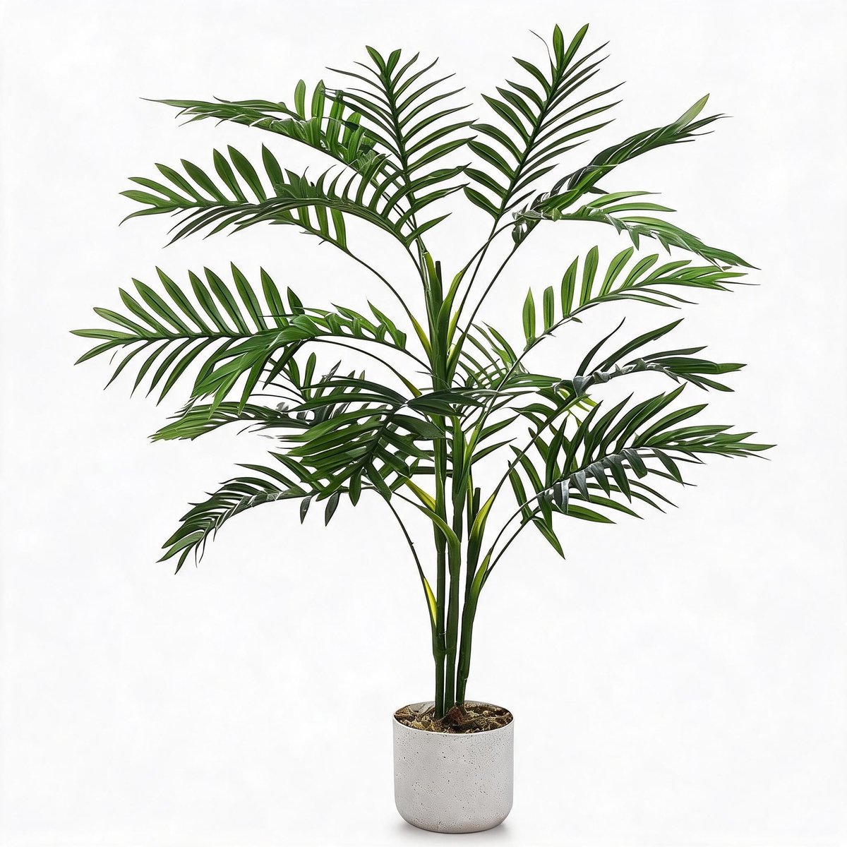 Triumpunpre - Kunst Areca Palm - 100cm, duurzaam PEVA, vormbare bladeren met witte pot voor zakelijk gebruik