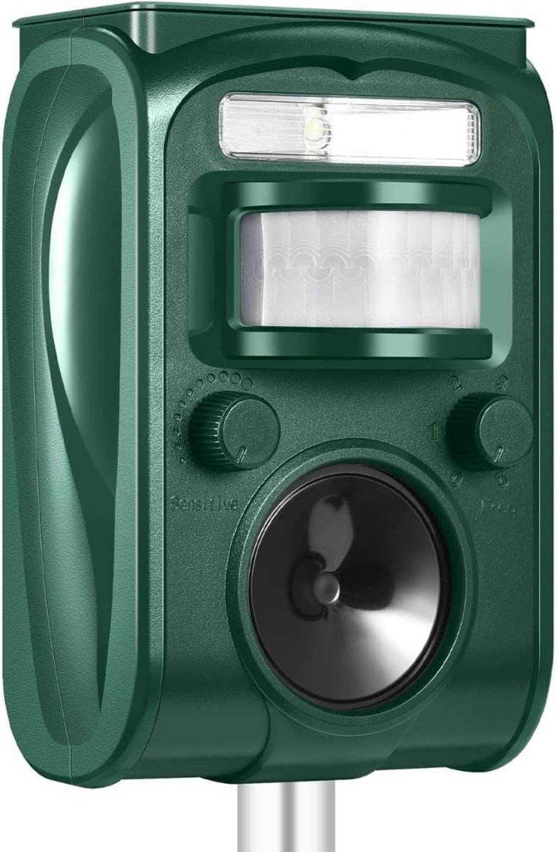 QUOVO® Duivenverjager Ultrasoon Geluid – Vogelverjager Met Bewegingssensor – Kraaien & Duiven Verjager – Vogelverschrikker - Diervriendelijk – Verschikker Ook tegen ander Gevolgte - Groen - 12cm x 12cm x 15cm