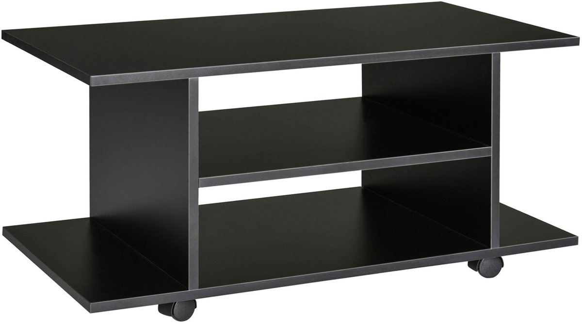 Tv-meubel met wieltjes 80x40x40cm - Met planken mediakast - Maximaal 42 inch - Zwart
