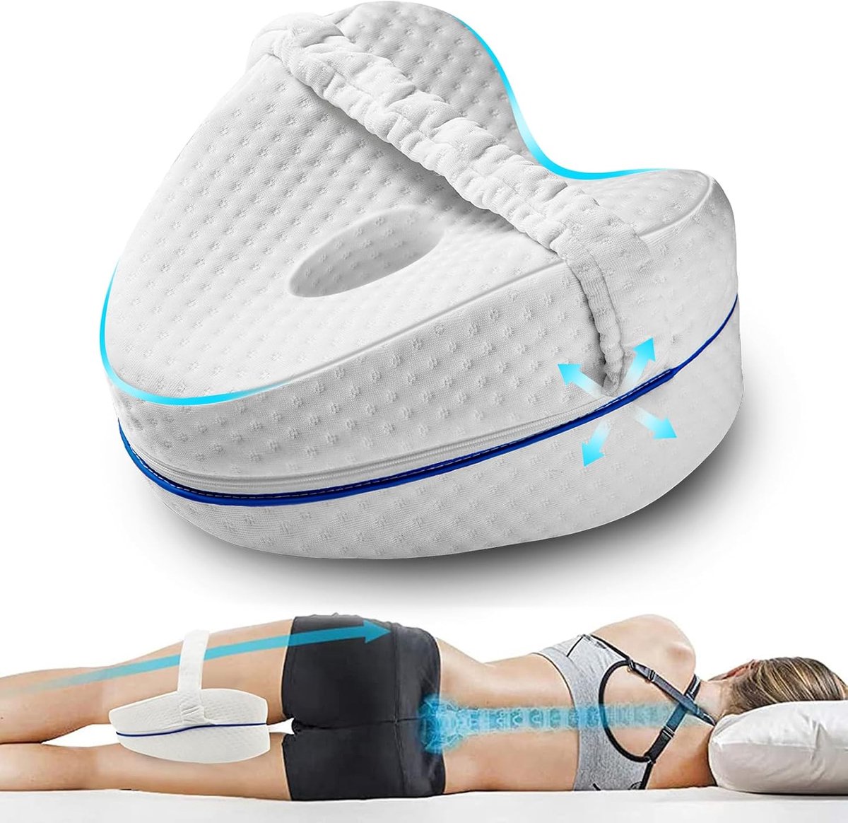 1 stuk - been kussen - zijde slaap knie kussen - slaap been kussen - slaap knie kussen - geschikt voor verlichting van de been - rug - knie pijn - wit
