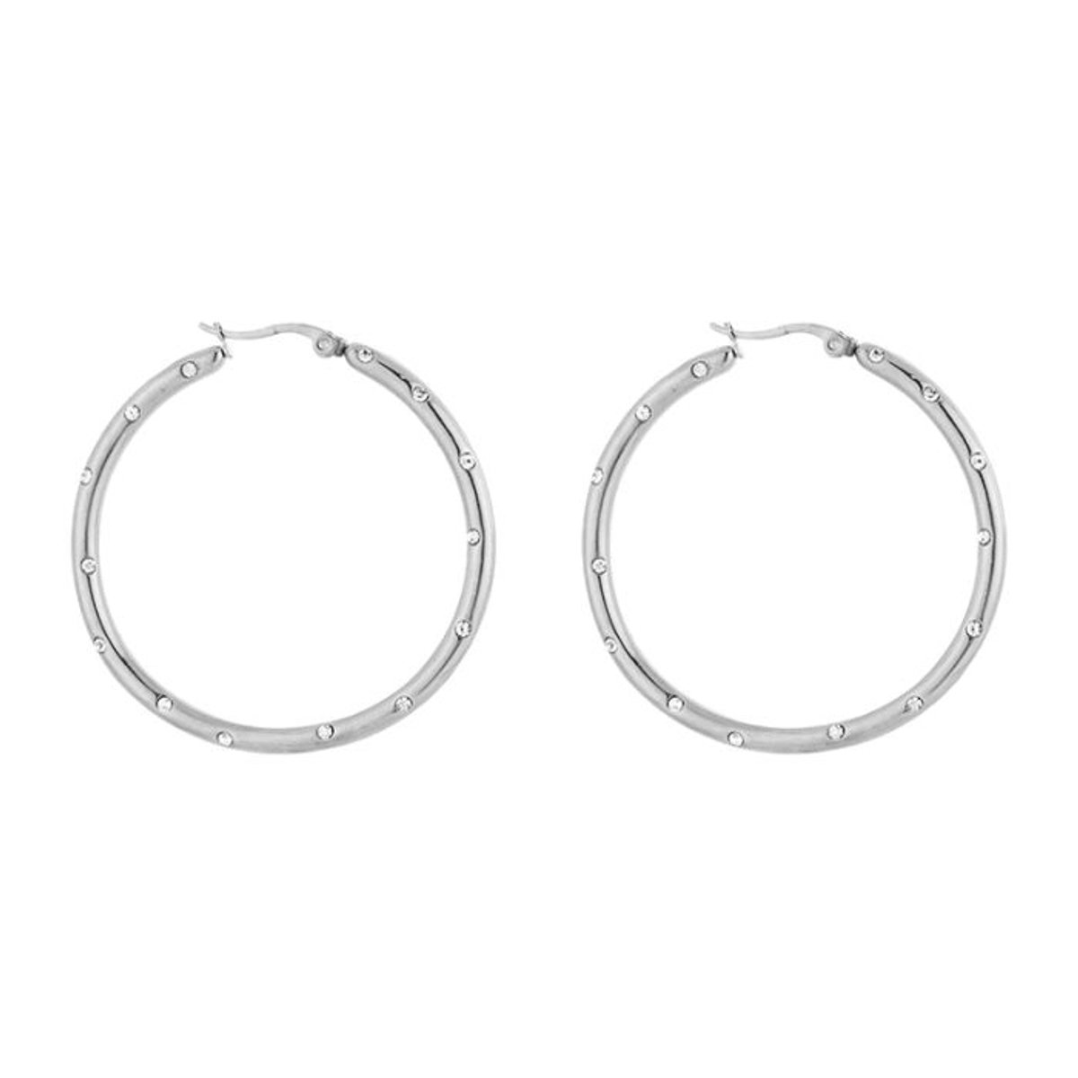 Bijoutheek Oorringen Hoop Strass Zirkonia Zilverkleurig