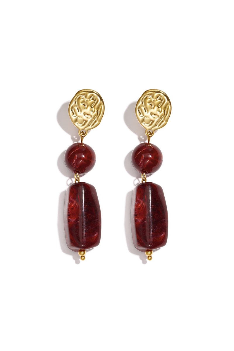 Bijoutheek Oorknoppen Retro Kralen Statement Bordeaux