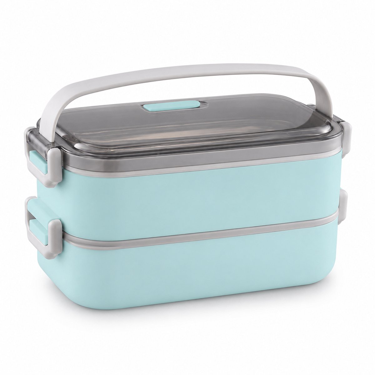 RVS Broodtrommel - Bento Box Volwassenen en Kinderen - Lekvrije Lunchbox met Vakken en Bestek - 304 Roestvrij Staal - BPA-Vrij - Blauw