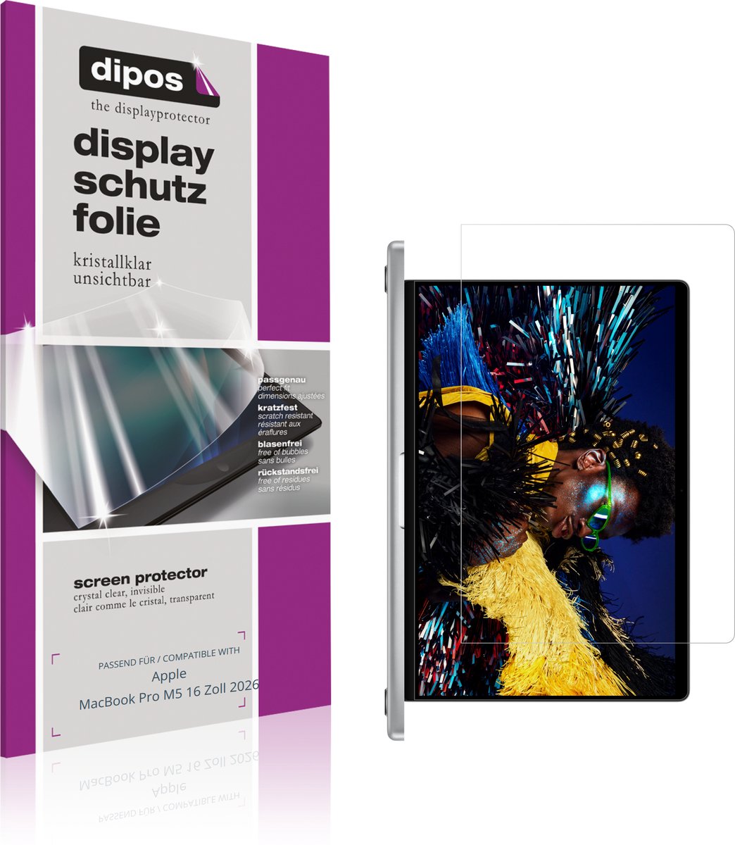 dipos – 2x Beschermfolie geschikt voor Apple MacBook Pro M5 16 Zoll 2026 | Krasbestendige & heldere Screenprotector Ultra-Thin