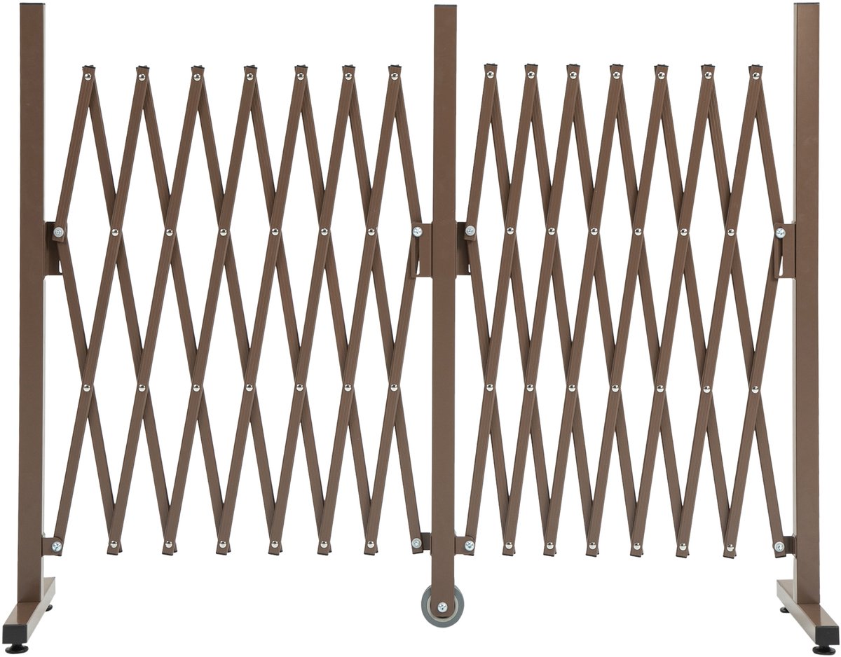 Uitschuifbaar schaarhek/afscheiding - 52 - 405 cm - tuin - aluminium - bruin - H103 - 5 cm