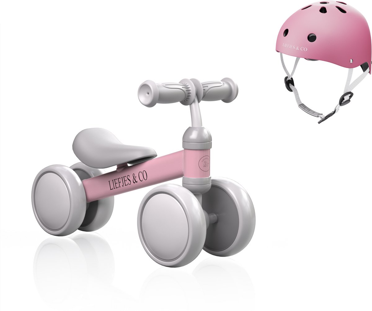 Liefjes & Co Loopfiets / Driewieler Vanaf 1 Jaar Met Helm Pastelroze