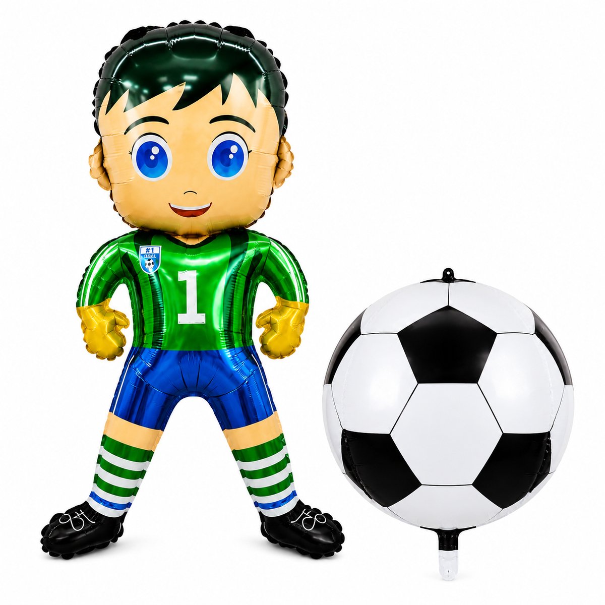 Fienosa Voetbal Ballonnen Set – Voetballer 86 cm + Voetbal 56 cm – Folieballonnen – Voetbal Verjaardag – Feestversiering
