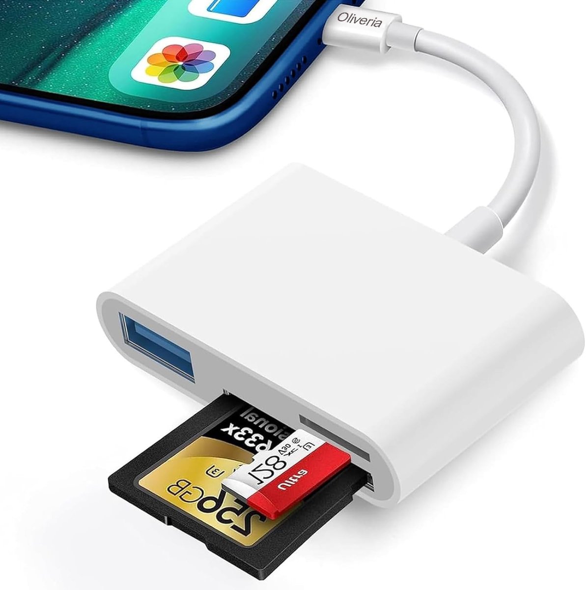 Solidchoice - 3-in-1 SD-Kaartlezer voor iPhone en iPad