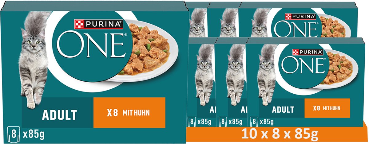 Purina One PURINA ONE Adult 8-Pack Cat Food with Chicken and Green Beans (10 x 8 x 85g)