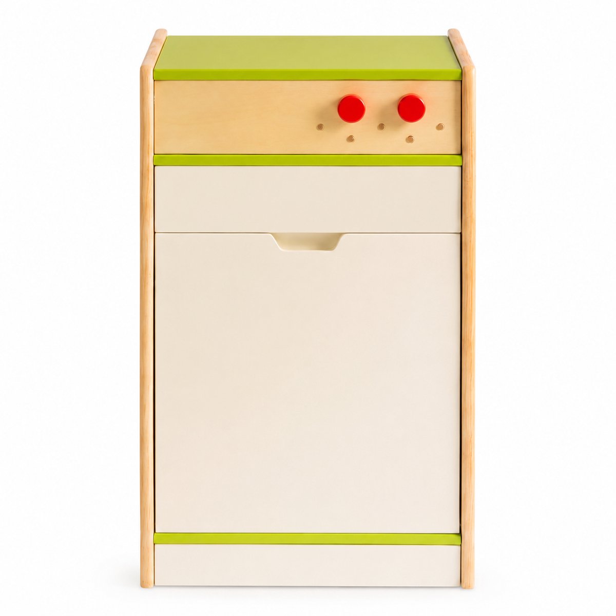 Playwood - Houten Speelgoed Vaatwasser - Vaatwasser Speelgoed - voor Kinderen - Educatief Speelgoed - Kindervaatwasser - Afwasmachine Speelgoed - Houten Kinderkeuken Accessoire met Draaiknoppen en Klep - Speelkeuken - 35 x 35 x 65 cm
