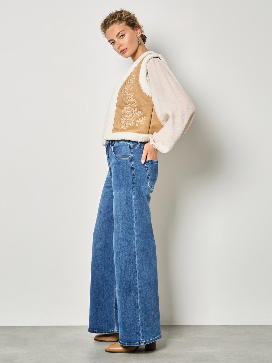 Floral Suede Teddy Borg Gilet