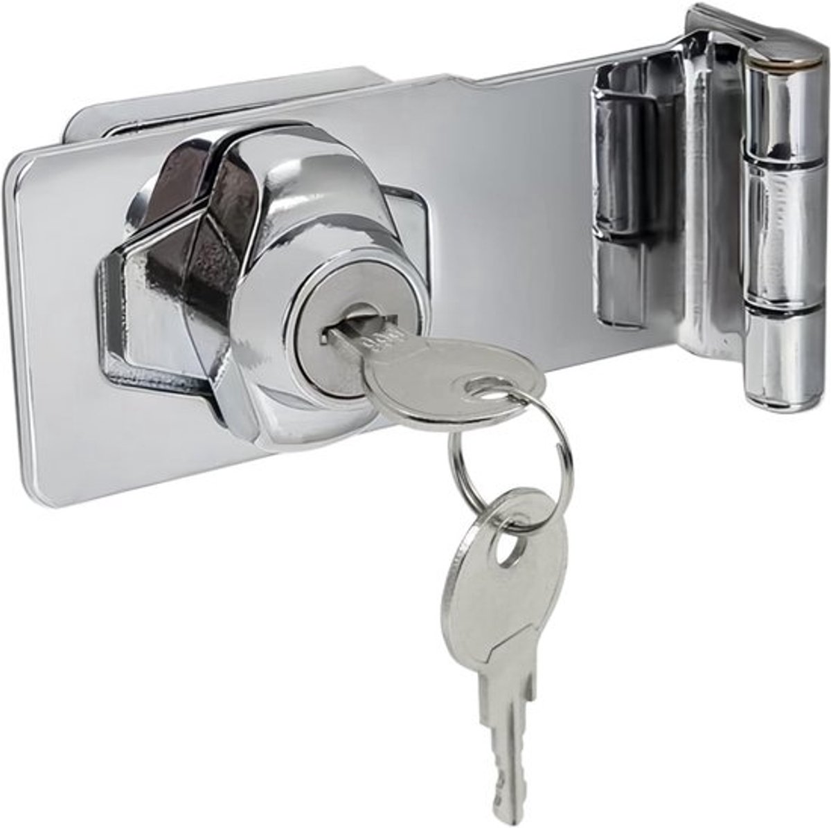 Zinc Alloy Deurslot van 10.5 cm, Veiligheidsslot met Haak en Draaisleutel voor Kasten en Poorten, Zilverkleurig Deurslot voor Meubels en Garages