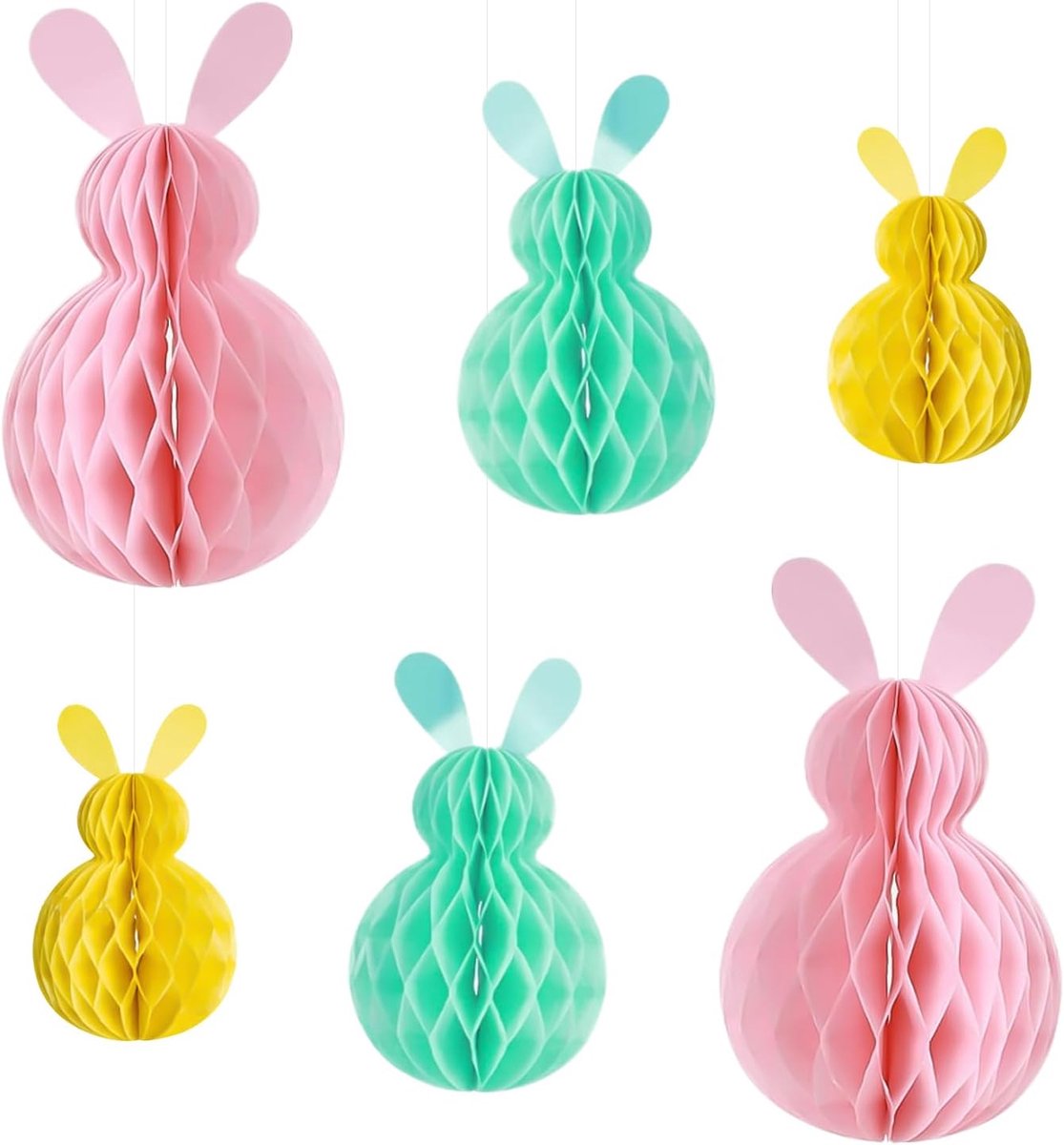 6 stuks paashaas decoraties opknoping paashaas honingraat schattig kleurrijk konijn hanger ornament paasfeest gunsten voor thuiskantoor