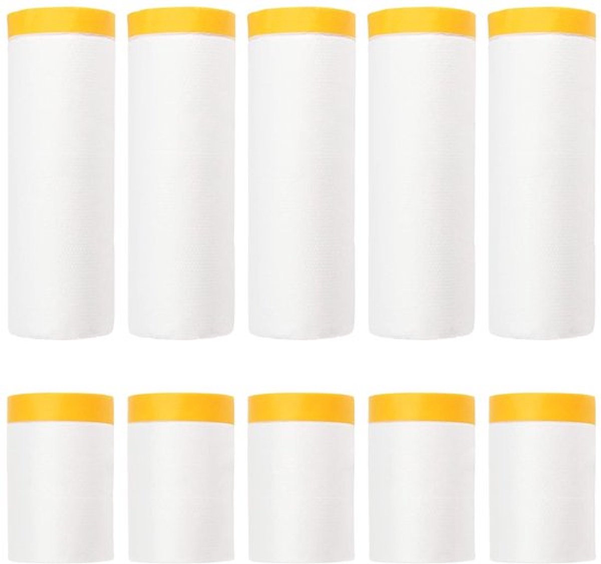 10 Rollen Afplaktape met Dekfolie, 55 cm x 20 m en 110 cm x 20 m, Ideaal voor Schilderwerk, Stofbescherming en Verfspuiten