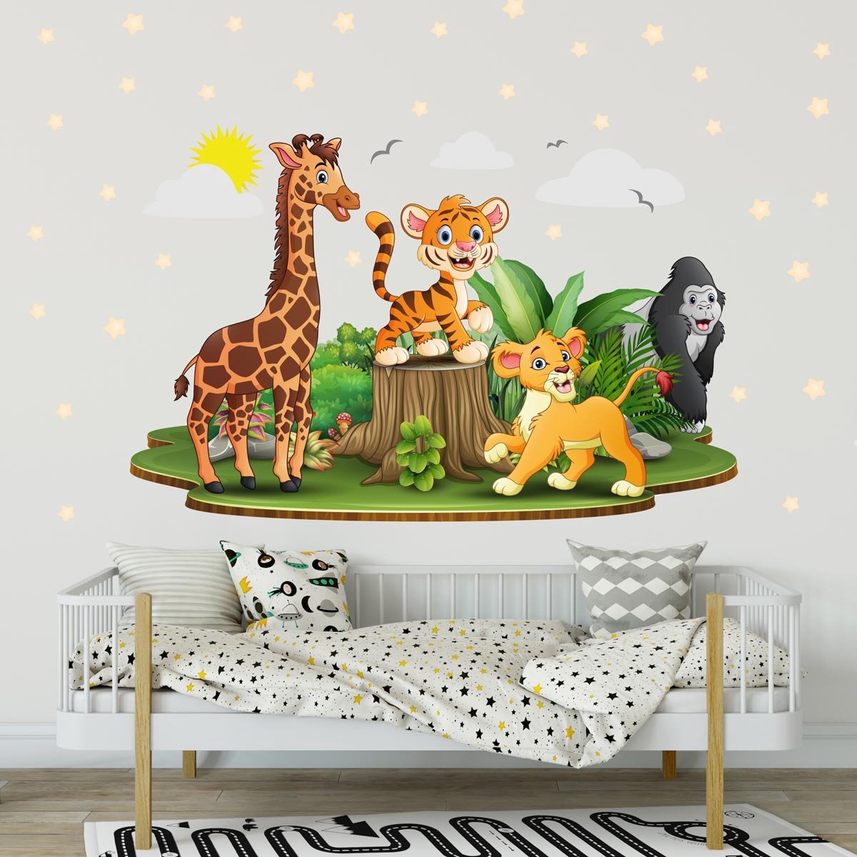 Ambiance Sticker Muurstickers - Afrikaanse babydieren - Zelfklevende stickers - 100x150cm Multi color