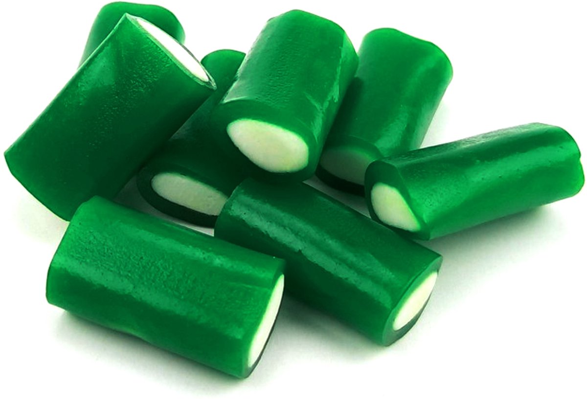 Lollywood Appel Staafjes - Snoep - 1kg - Groen - Wit