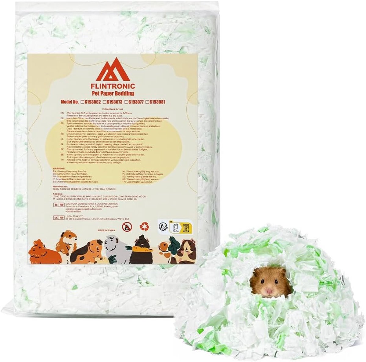 Flintronic 99% Dust Free Paper Small Pet Bedding with Odor Control, 15L, Hamster Bedding, Small Animal Bedding, Paper - ShopVlot